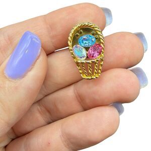 Vintage Jewelry Easter Egg Basket Brooch Pin